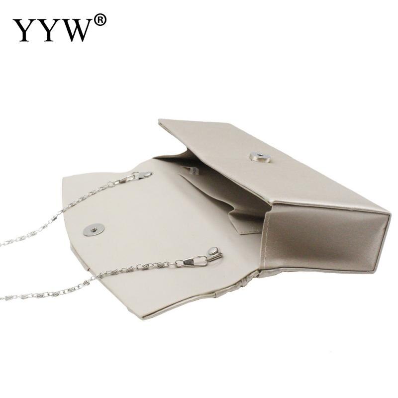 Aprikos dam satin veckad strass kväll clutch väska med kedja dam feminin knuten satin veck kväll clutch väska
