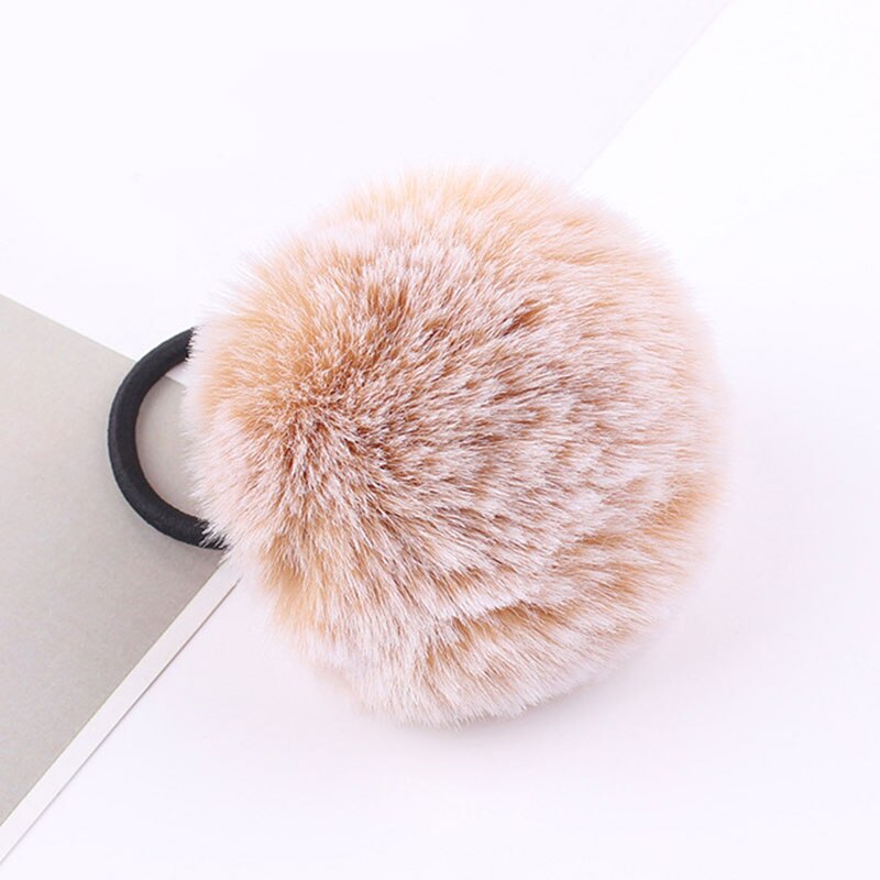 Babymeisjes schattige pompon elastiekjes haarbandjes bal roze scrunchie kinderen mooie nepbont rubberen band haaraccessoires: 7