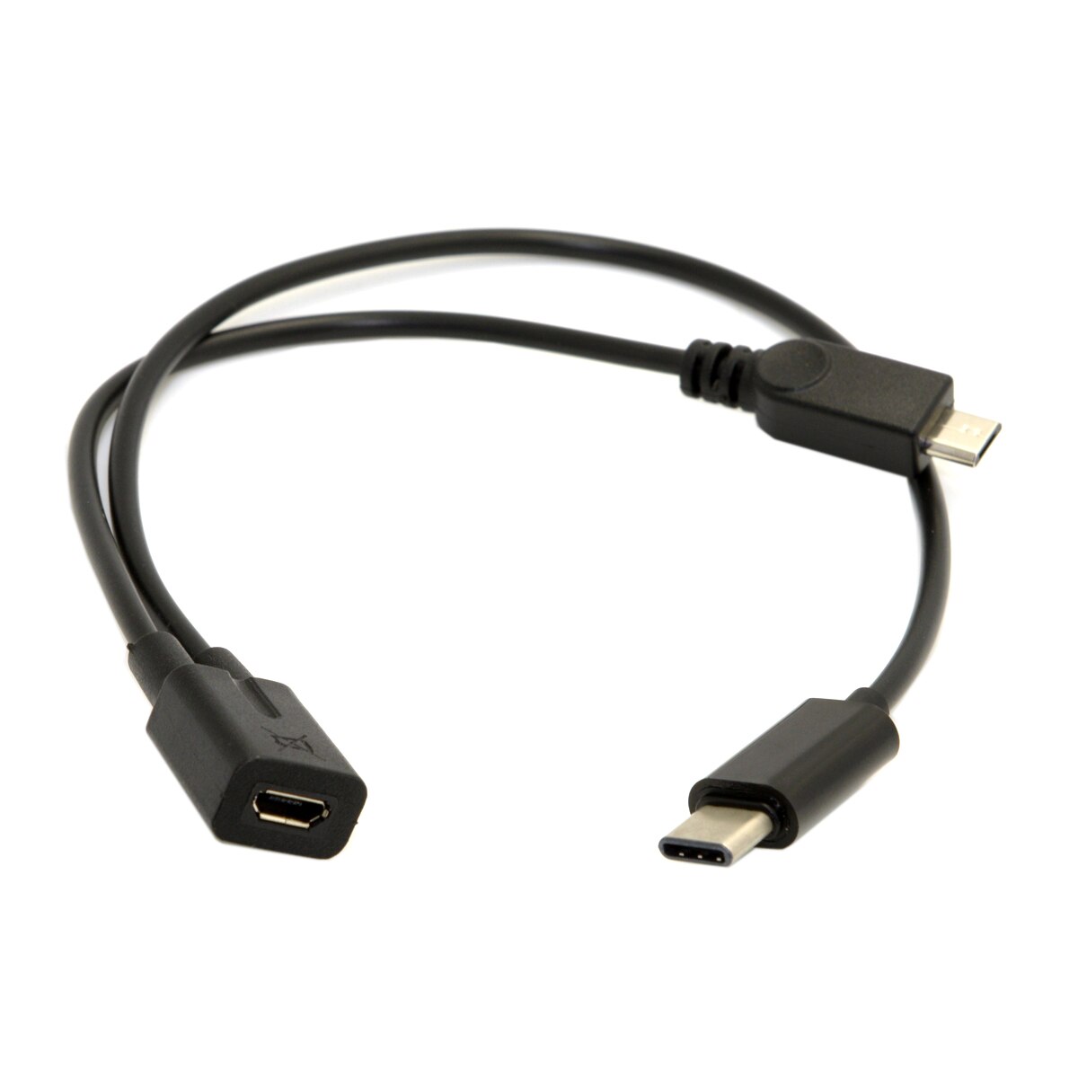 Jimier CY Micro USB Female to USB-C Type C USB 3.1 &amp; Micro USB Male Splitter Extension Charge Cable for cell phone tablet