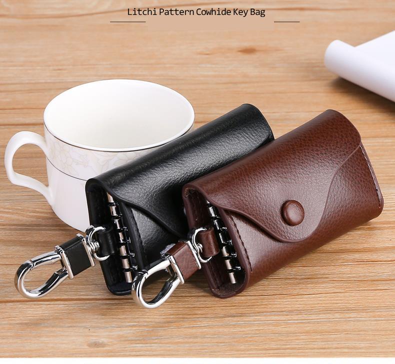 Leather Key Manager Butler Zipper Key Bag Small Wallet Mini Credit Card Bag Business Card Holder Bag Purse