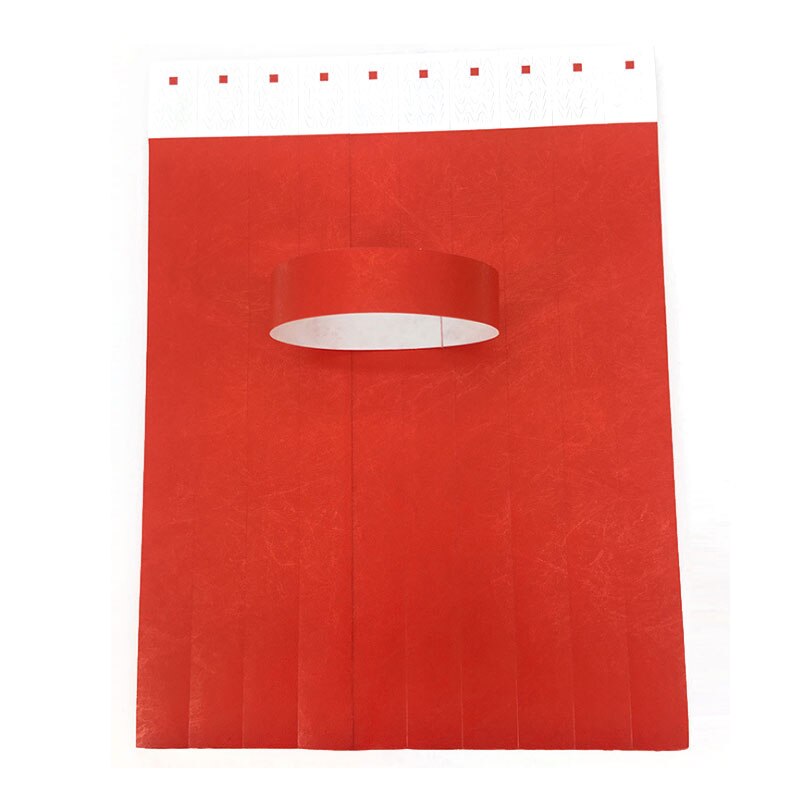 100 Count TYVEK Wristbands 3/4" PAPER WRISTBANDS For EVENTS wedding favors: red
