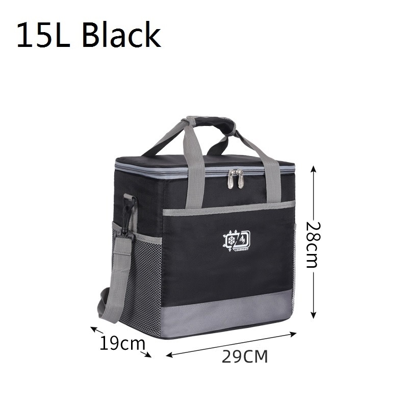 Sac isotherme pour pique-nique 15L/25l, sacs à bandoulière étanches pour aliments et boissons, isolation des fruits, sac thermique, Pack de glace, réfrigérateur: Black 15L