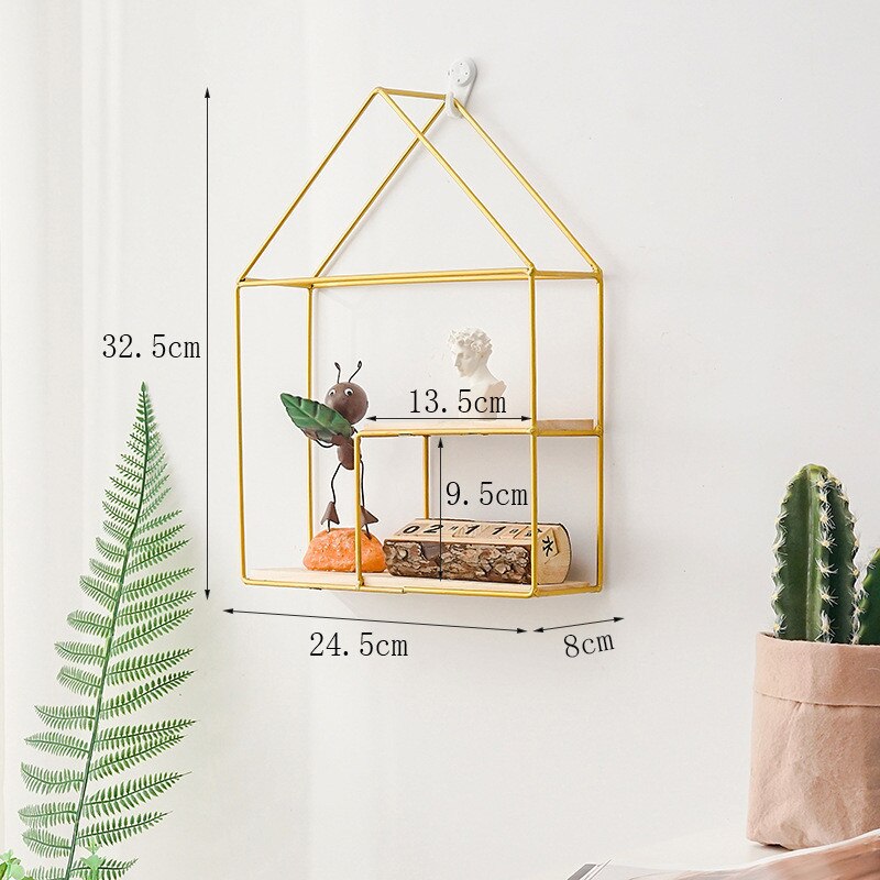 Best Wooden Gold Storage Racks Hanging Decor Storage Box Flower Pot House Storage Rack Wall Book Figurines Display Craft Shelves: G