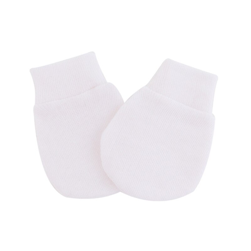 1 paar zachte katoenen handschoenen tegen krabben voor baby's, bescherming voor het gezicht en handbescherming voor baby's, benodigdheden: Wit
