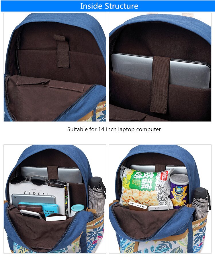 OKKID leinwand schule Rucksack für mädchen blatt aufbringen leichte schule taschen frauen lässig reise Sport Rucksack Schüler buch tasche