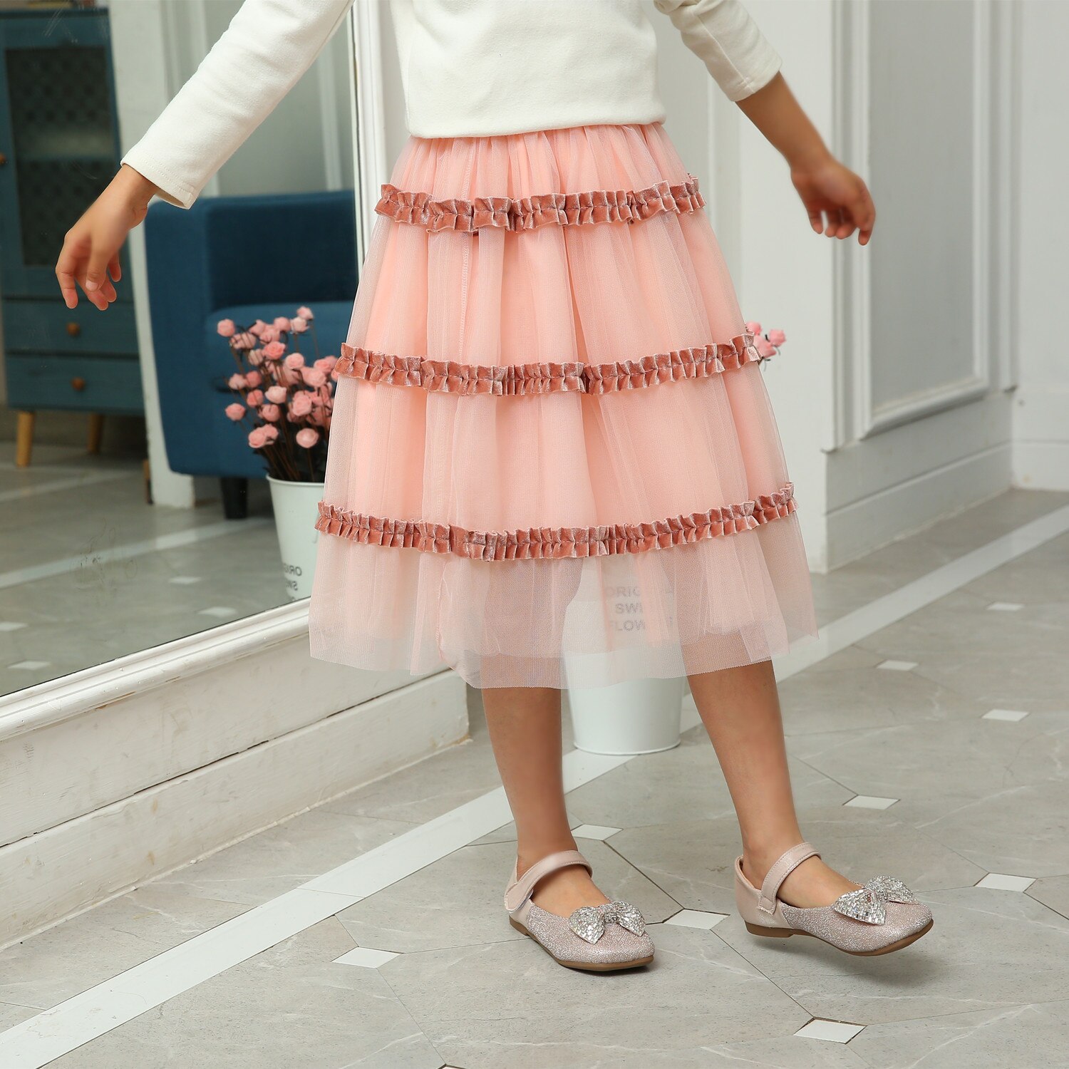 Ins Spring Children Skirts Girls Summer Short Skirts Mesh Skirt