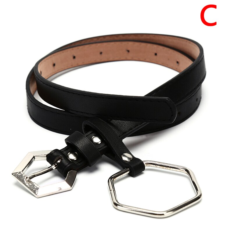 1 pcs Women Punk Chain Belt Adjustable Black Double/Single Eyelet Grommet Leather Buckle Belt: 105cm C