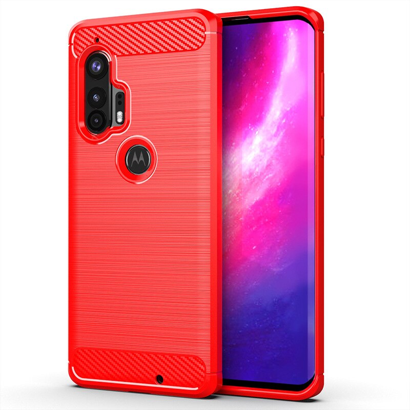 For Motorola Moto Edge Plus Case Carbon Fiber Cover Shockproof Phone Case For Moto Edge+ Protective Cover Flex Bumper Housing: Red