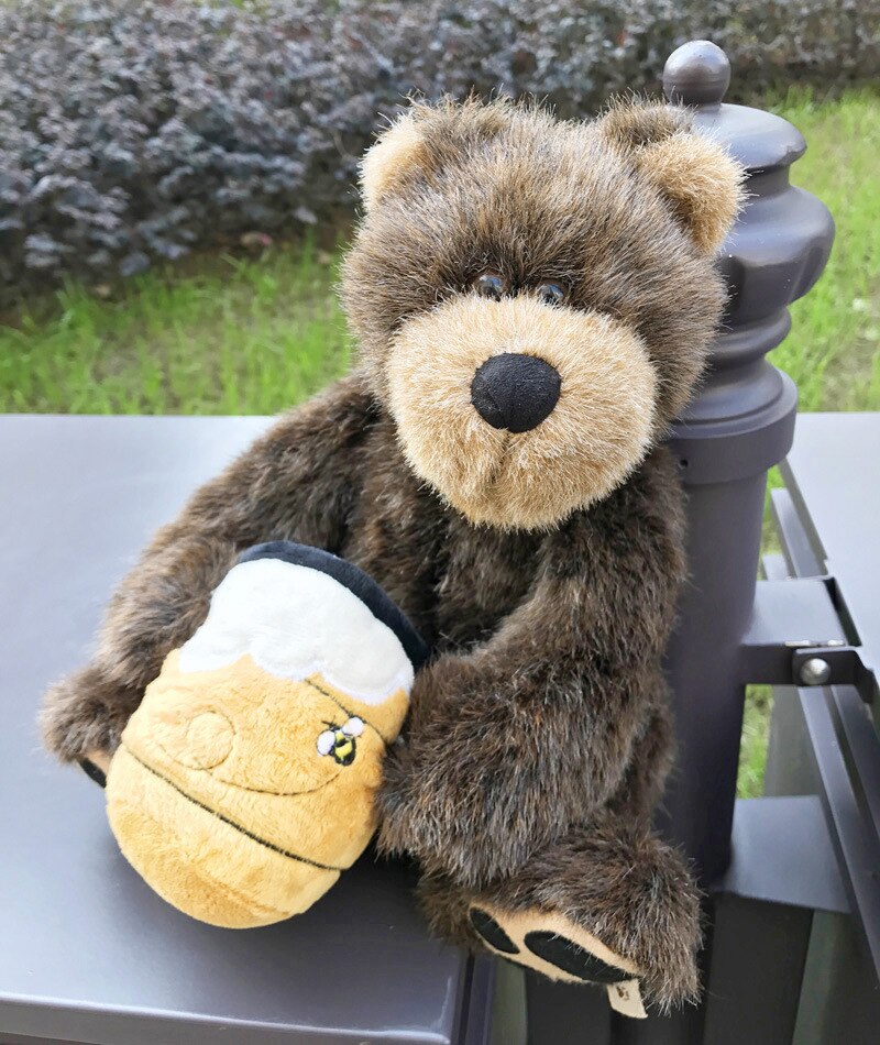 36cm ours en peluche porte-bonheur pour noël tenant un pot de miel ours en peluche marron articulé poupée jouet pour enfants peut s'asseoir et se tenir debout: Default Title