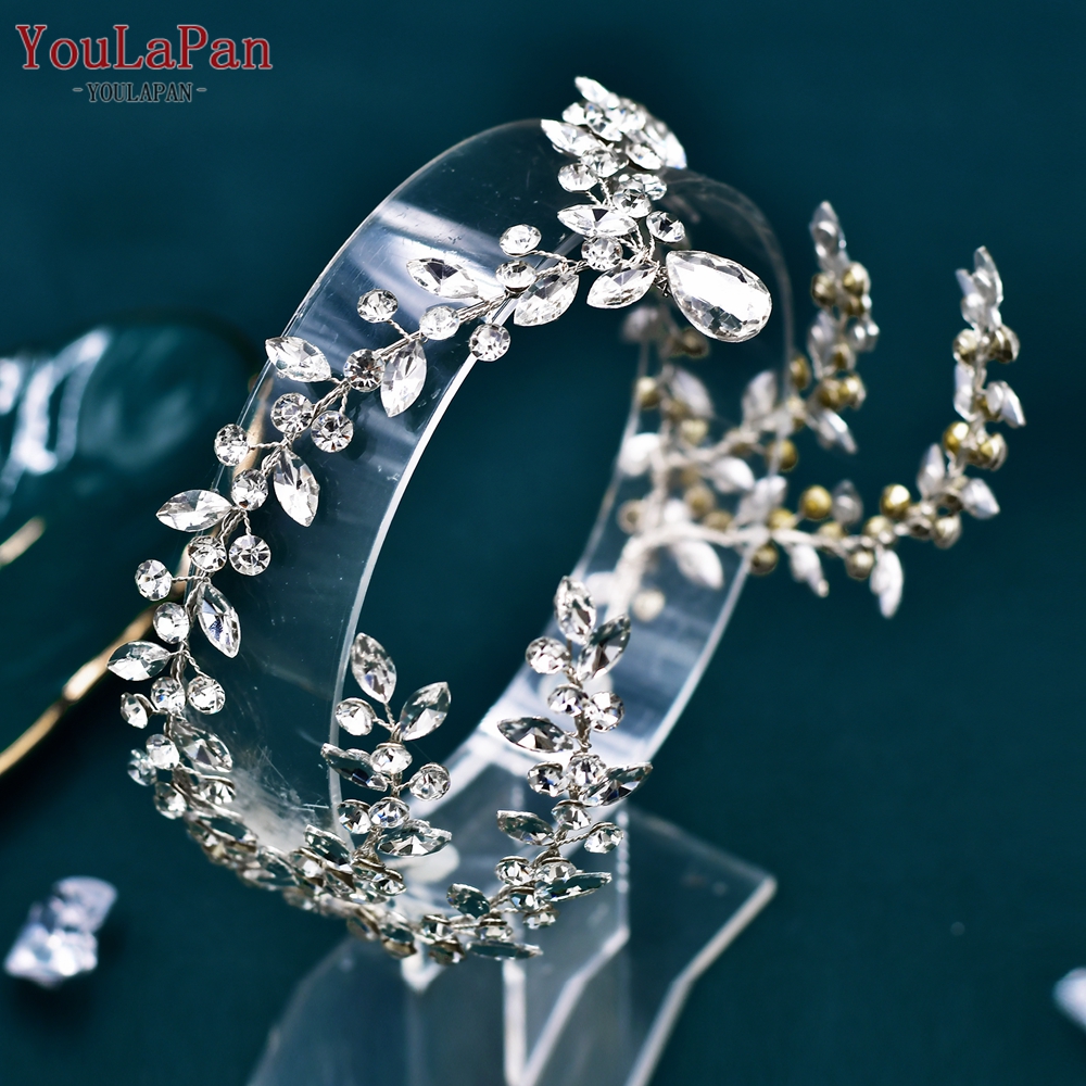 YouLaPan, diadema para la frente de la novia, tocados brillantes con diamantes de imitación para boda, mujer, de graduación, accesorios de joyería para la cabeza HP599