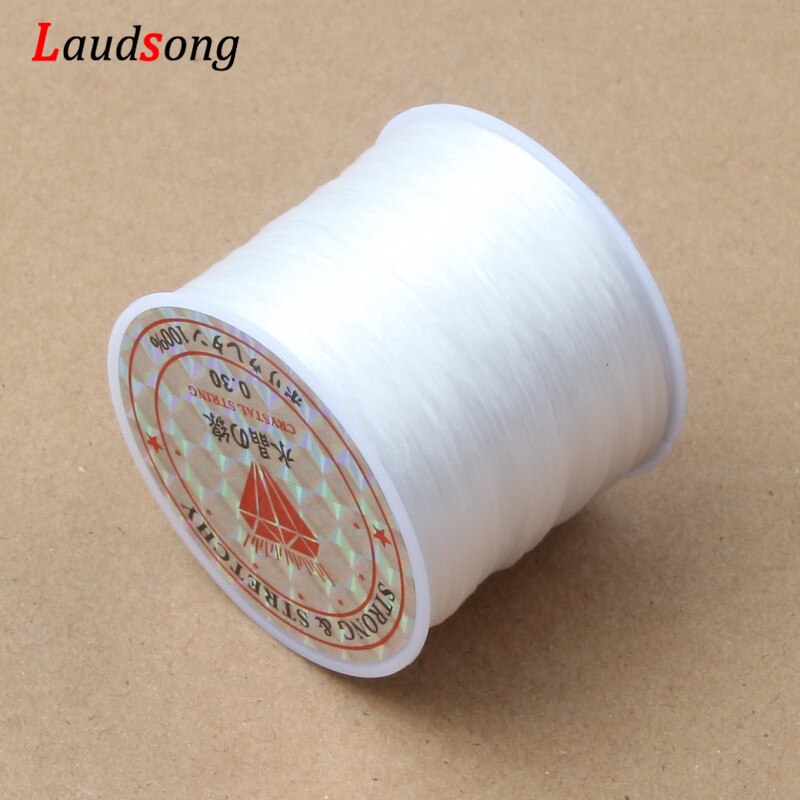 Cordón elástico fuerte para cuentas de cristal, 60M, 0,5-1,2mm, pulsera, collar, hilo elástico para fabricación de joyería, línea Flexible Diy