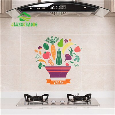 Transparent Self-adhesive Paper Stove High Temperature Resistant Oil Paste Kitchen Tile Oil Waterproof Stickers Fume Wall Sticke: Fruit And Vegetable