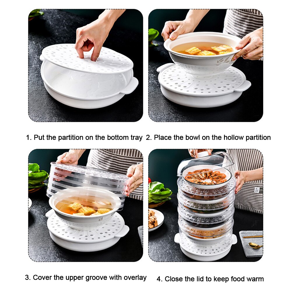 Household Stackable Insulation Dust Proof Food Container Leftover Lid Dish Cover preservation effect maintains the temperature