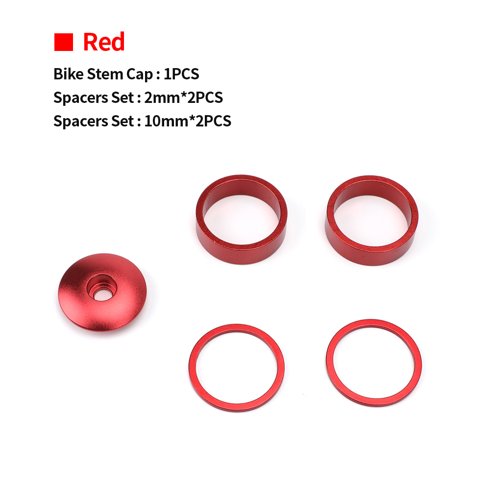 Mtb Fiets Stuurpen Top Cap Headset Spacers Kit Aluminium Vork Ring Spacer 28.6Mm 2Mm 5Mm 10Mm fiets Headset Deksel: red cap kit