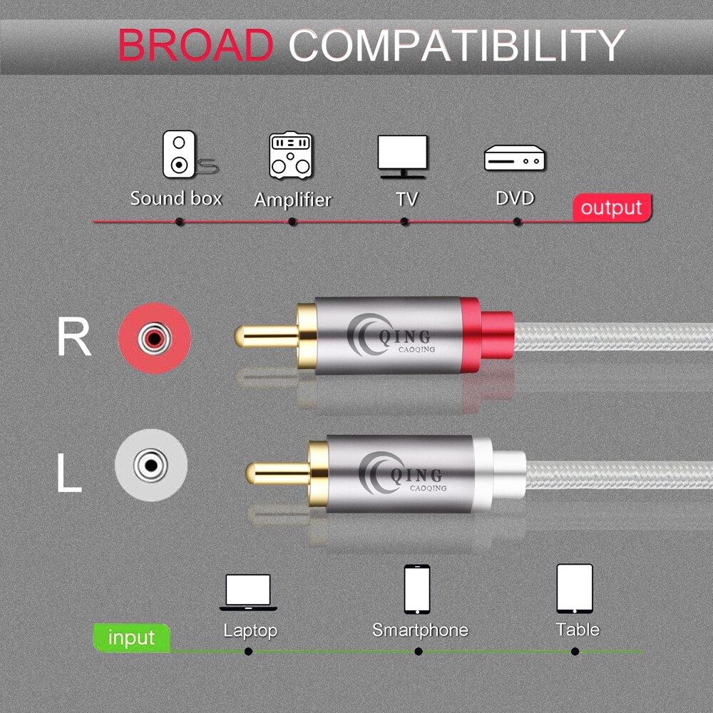 2RCA to 2RCA Male to Male Audio Cable RCA Cable OFC AV Audio Cable 1m 2m 3m 5m 10m for Home Theater DVD TV Amplifier CD Soundbox