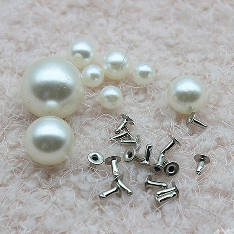 100 Pcs/pack Button 6-18mm Head Acryl Rivet Crafts Wedding Dresses White Pearl Rivets Hat Button Clothing Decoration Products