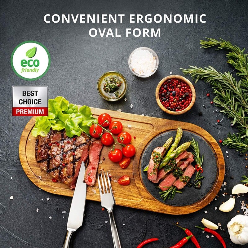 Natural Wood Steak Serving Plates With Slate Stone Charcuterie Board Sushi Dessert Plate BBQ Grill Meat Fish Food Serving Tray