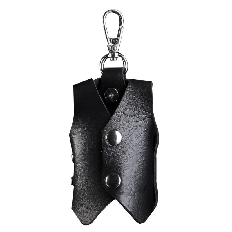 2022 Mannelijke Mini Card Tassen Sleutelhanger Mannen Vrouwen Pu Sleutelhanger Organizer Pouch Split Autosleutel Tas Portemonnee Huishoudster Sleutel case: Black 9825