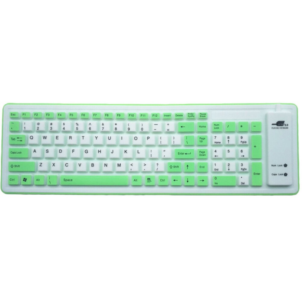 103 Keys Foldable Office Silent Wired Keyboard Dustproof Soft Keyboard Letters Silicone Gaming Keyboard For Laptop/Computer: green