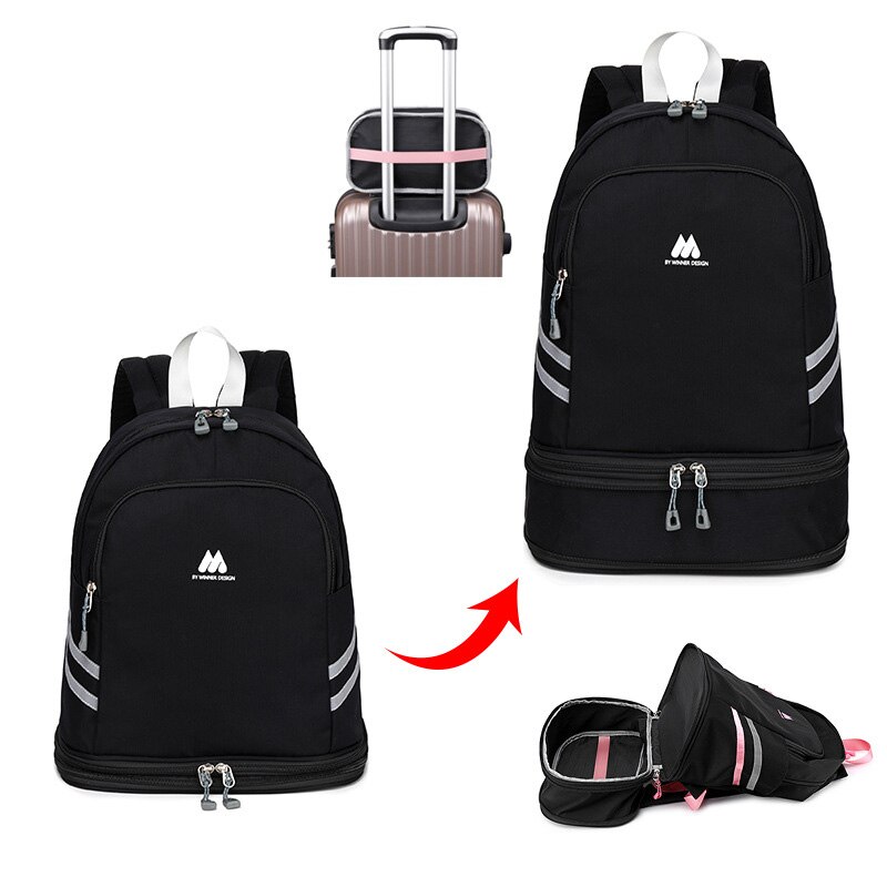 Mochila de alta capacidad, zapatos portátiles independientes, bolsa de almacenamiento de ropa, bolsa organizadora de viaje para mujer, accesorios deportivos para Fitness: Style C Black