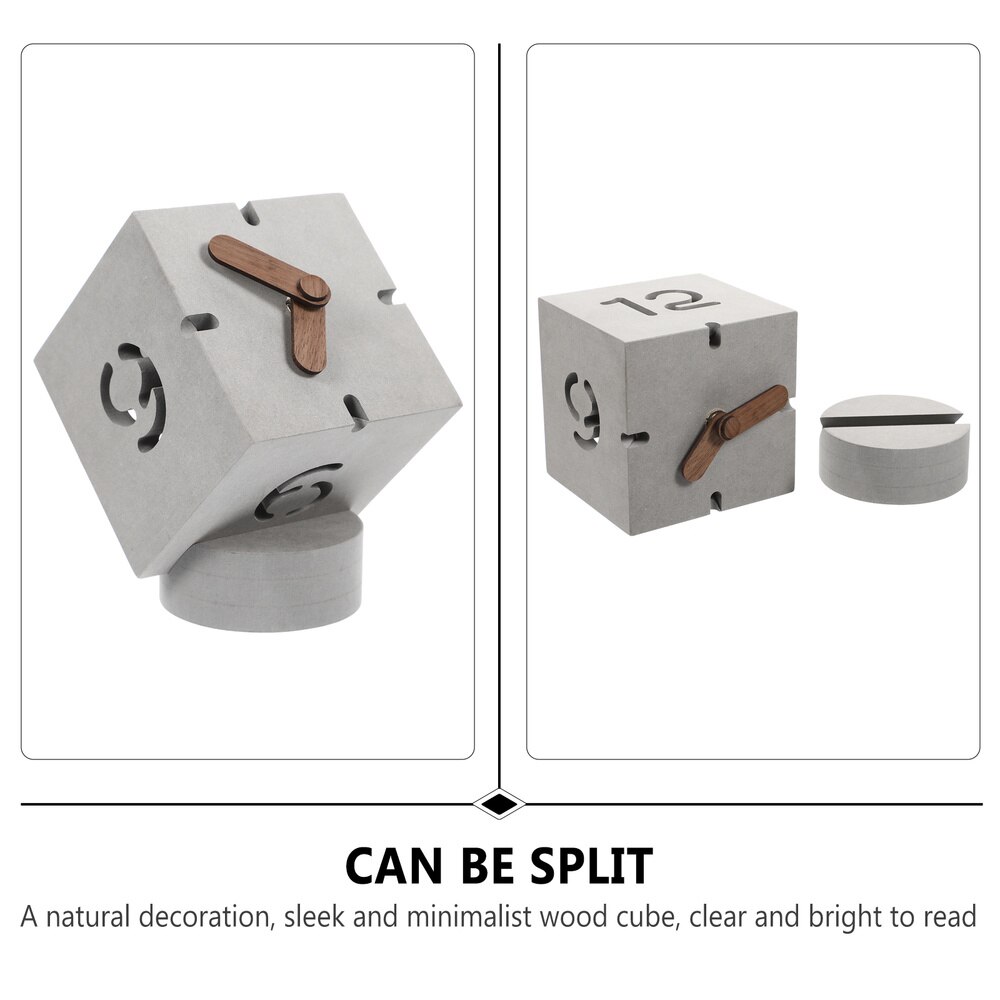 Wooden Square Clock Wood Morden Clock Desktop Table Clock for Home Office Indoor