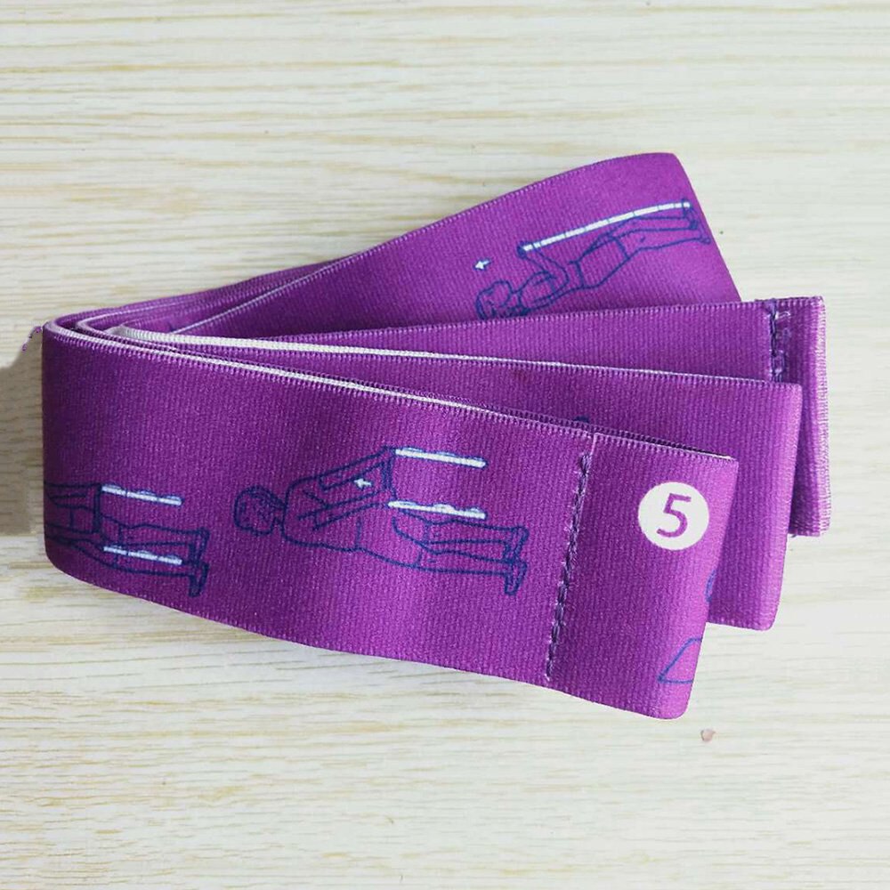 Elastische Grafische Yoga Stretching Band Duurzaam Yoga Dans Weerstand Band Assist Training Spanning Band Fitness Stretch Riem: Purple