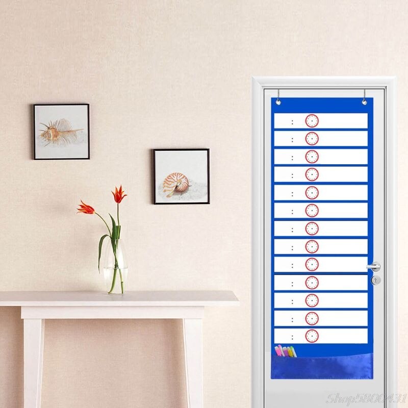 Classroom Pocket Chart 13+1 Pocket Daily Schedule Pocket Chart 26 Double-Sided Reusable Dry-Eraser Cards O21 20