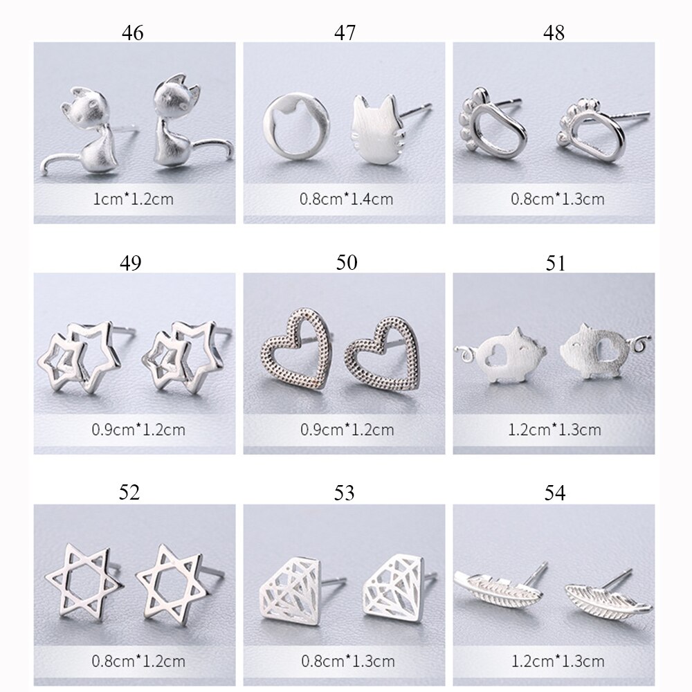 XIYANIKE Vendita Calda Animale Sveglio Orecchini Con Perno 925 Sterling Silver Ear Ago Semplice di Modo di Geometria Orecchini Per Le Donne Regalo 37-54