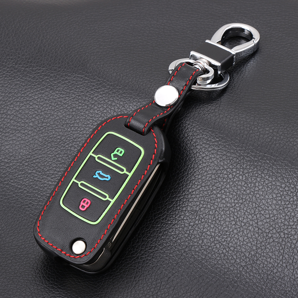 Luminous Leather Key Cover keychain for Volkswagen POLO Tiguan Passat B5 B6 B7 Gol Golf MK6 EOS Scirocco Jetta MK4 MK5 MK6 Tigua