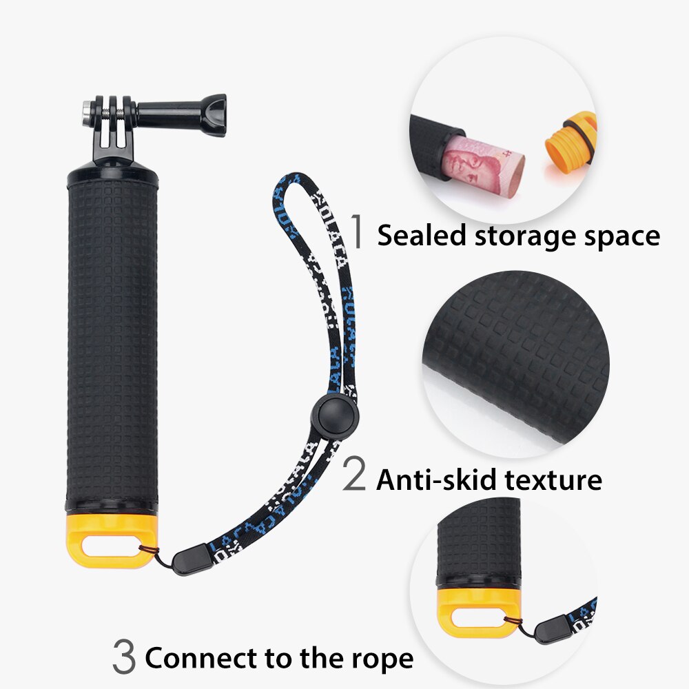 Vamson-empuñadura flotante para Go Pro Hero 10, 9, 8, 7, 6, 5, 4, negra, resistente al agua, para deportes acuáticos, para DJI Action, Yi 4K, GoPro 10, VP418