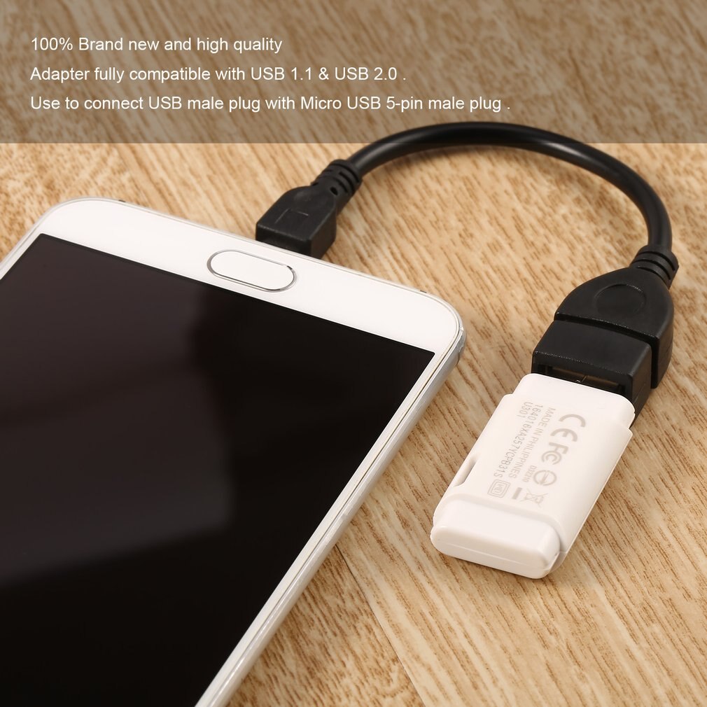 USB Female to Micro USB 5 Pin Male Adapter Host OTG Data Loader Charger Charging Cable USB OTG for Samsung