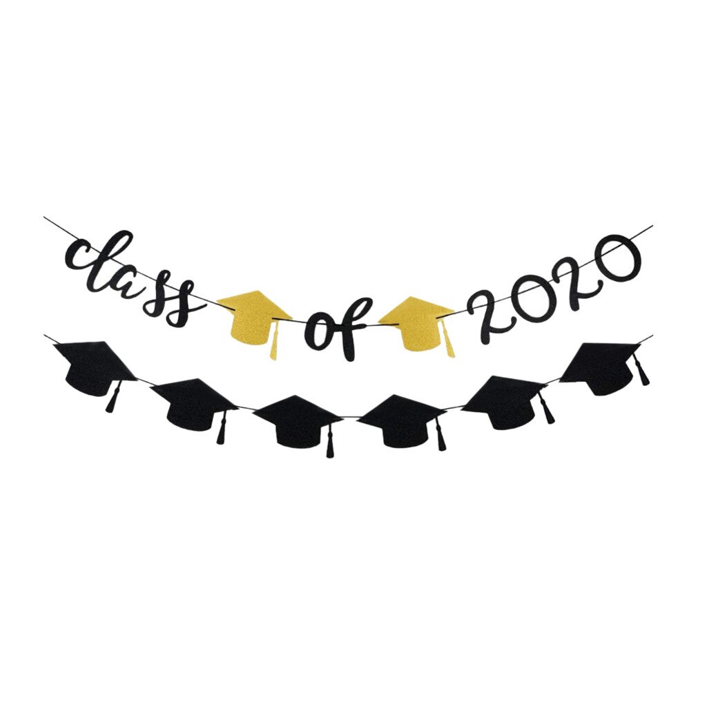 Adult Graduation Cap hat with Tassel Golden/Black Graduation banner party for High School and College: 6