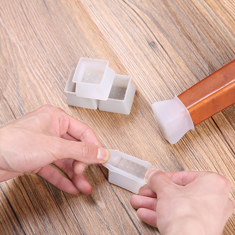 4 stuks siliconen stoel tafel voetbeschermer meubelpoten vierkante antislip pootdoppen onderste hoek vloer veilige pad