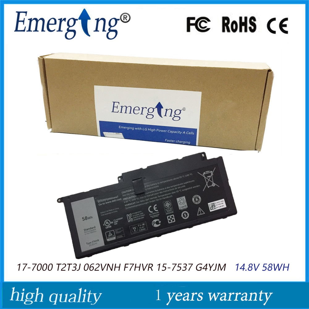 14,8 V 58WH Neue Original F7HVR Laptop Batterie für Dell Inspiron 17-7000 T2T3J 062VNH 15-7537 G4YJM