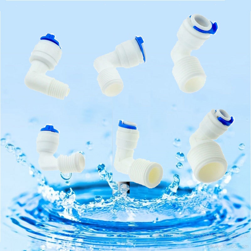 RO Acqua Gomito Attacco Rapido Raccordo 1/4 "3/8" OD Tubo Flessibile di 1/4 "3/8" 1/2 "BSP Maschio sistema Ad Osmosi inversa Connettore Tubo di Plastica