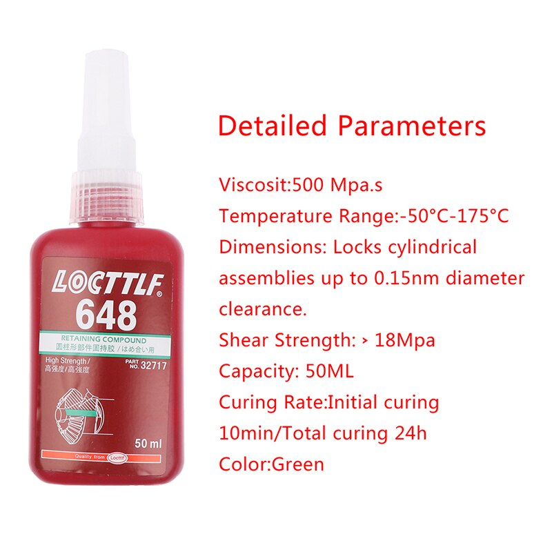 1PC 50ml Sealing Screw Glue Retainer Locking Adhesive Metal Screw Anaerobic Adhesive 243 340 Glue Locking Agent Anti-corrosion: Glue 648