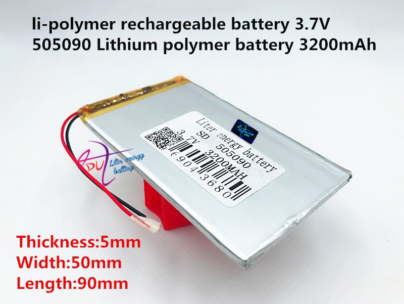 Beste batterij Maat 505090 3.7 V 3200 mah lithium-polymeer Batterij Met Bescherming Boord Voor MP3 MP4 GPS Digitale producten