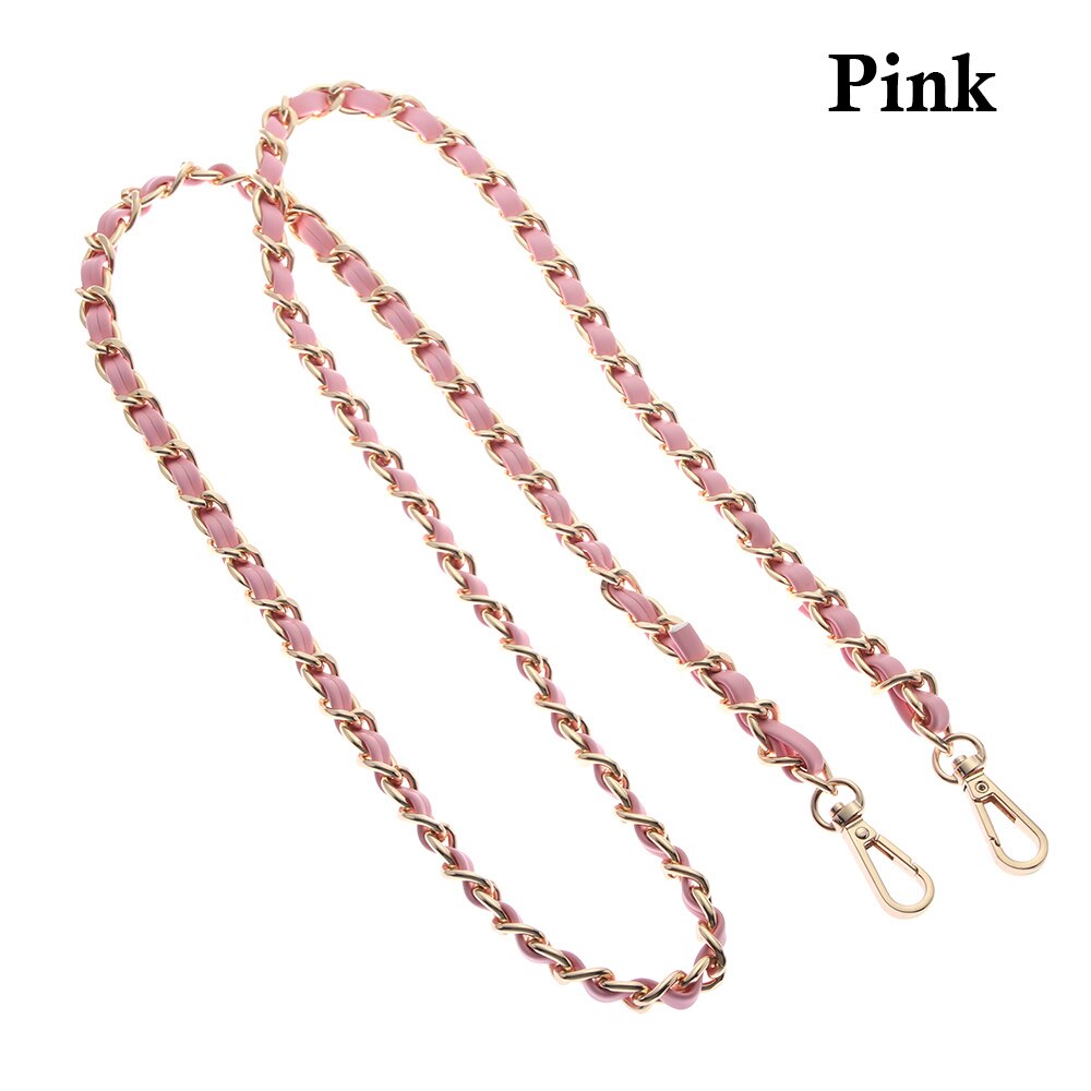 120cm Metal Chain Shoulder Bags Strap Handbag Buckle Handle DIY Strap Accessories for Bag Hardware Double Woven Iron Chain: Pink