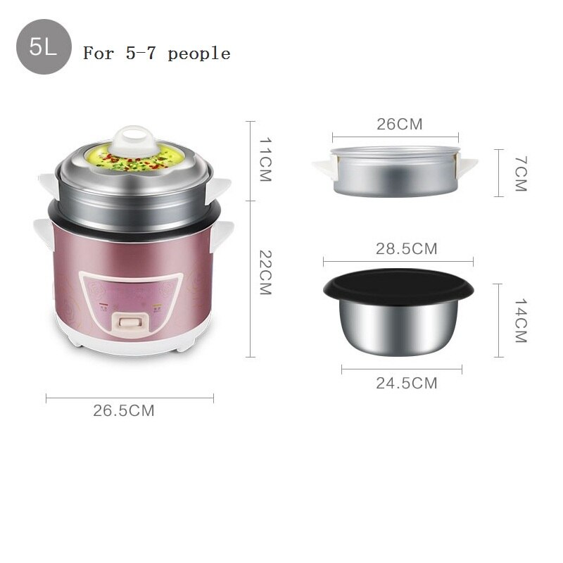 Dmwd 5L Mini Automatische Rijstkoker Elektrische Voedsel Steamers Nonstick Cake Maker Voor