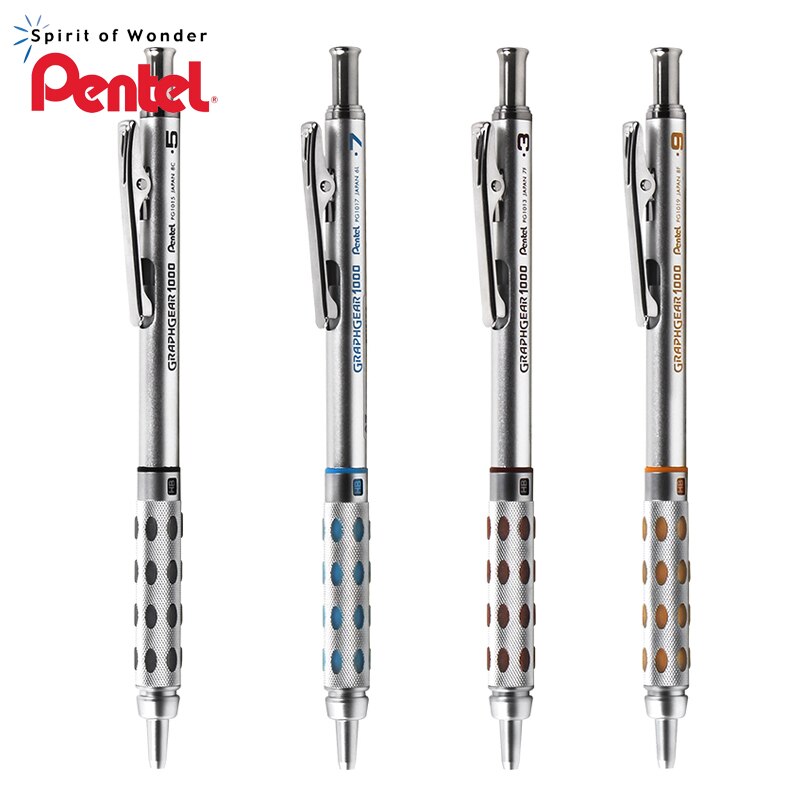 1 styk pente graphgear 1000 aluminium tønde tegning mekanisk blyant 0.3/0.5/0.7/0.9mm