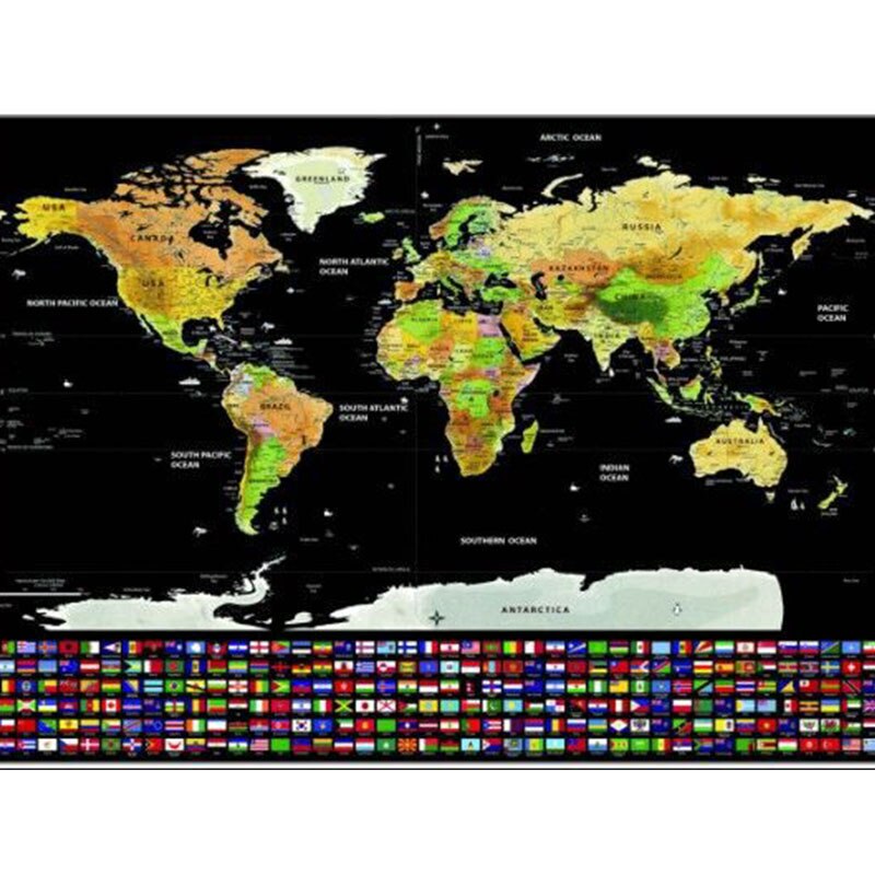 Mapamundi para Rascar para Decoración de Pared, Mapa del Mundo de Viaje Borrable, Artículo de Lujo, Pegatinas para Habitación y Oficina, 1 Unidad