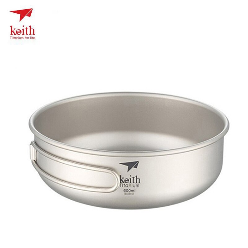 300/400/500/600ml Keith Titanium Folding Bowls With Titanium Foldable Handle Outdoor Cookware Tableware Cutlery Ti5323-Ti5326