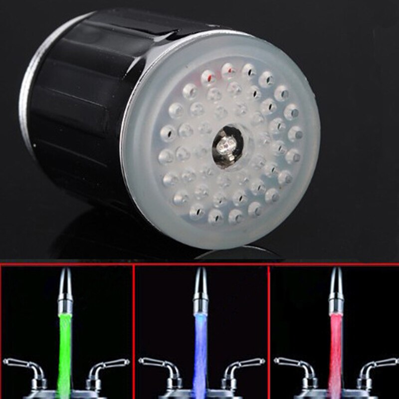 Keuken Bad Led Light Water Kraan Douche Kraan Kraan Nozzle Head 7 Kleuren Veranderen Temperatuur Sensor Licht Kraan Led Thuis decro: 3 colors