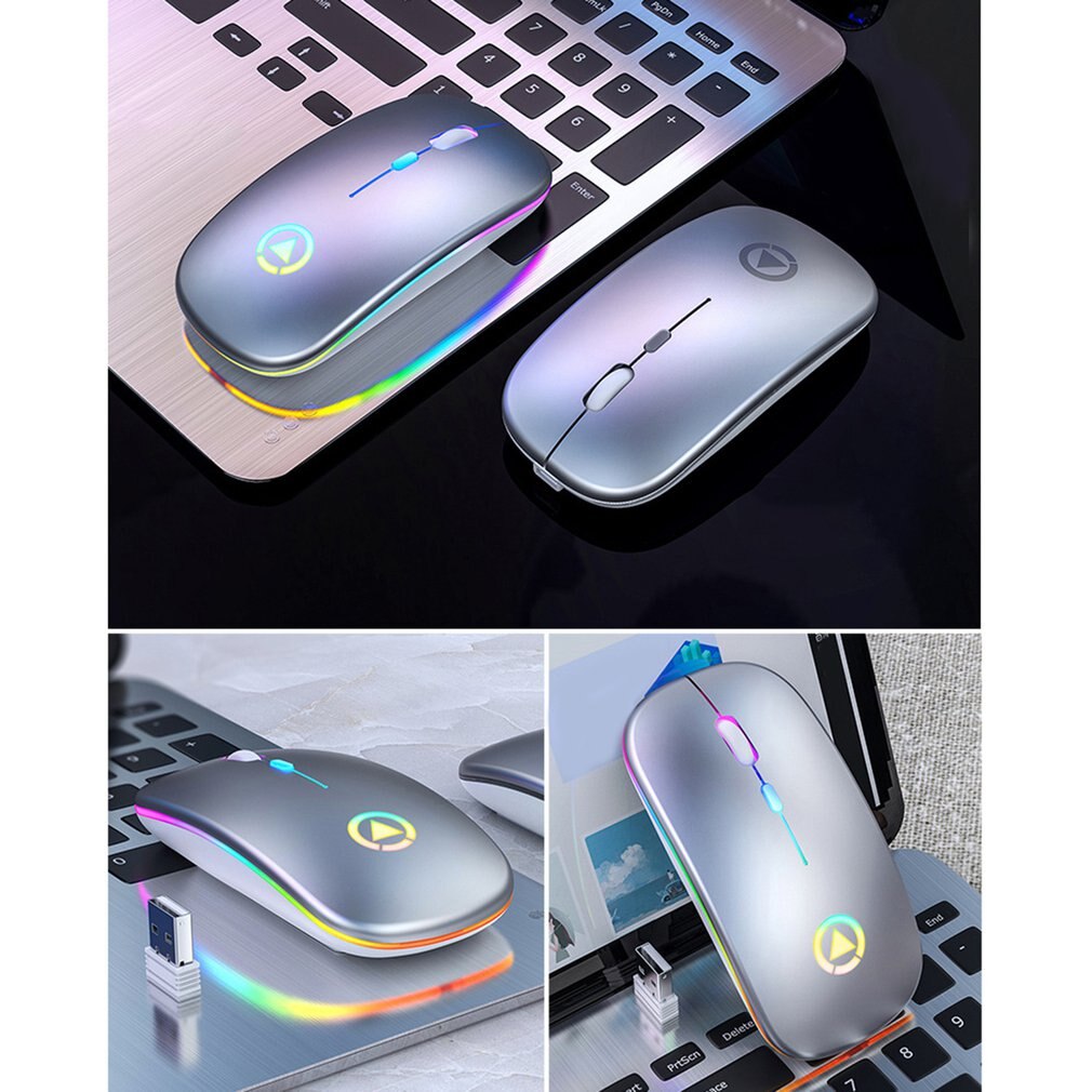 A2 Wireless Mouse Silent Mute Rechargeable Office Wireless Mouse Ultra-thin Silent Lightt Optical Mouse with Usb Receiver