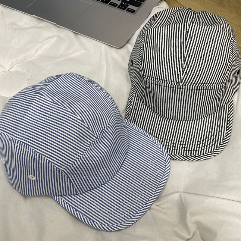 Gorra de béisbol de 5 paneles a rayas para hombres y mujeres, sombreros versátiles de ala plana, adecuados para las cuatro estaciones, urbana, Popular Ins