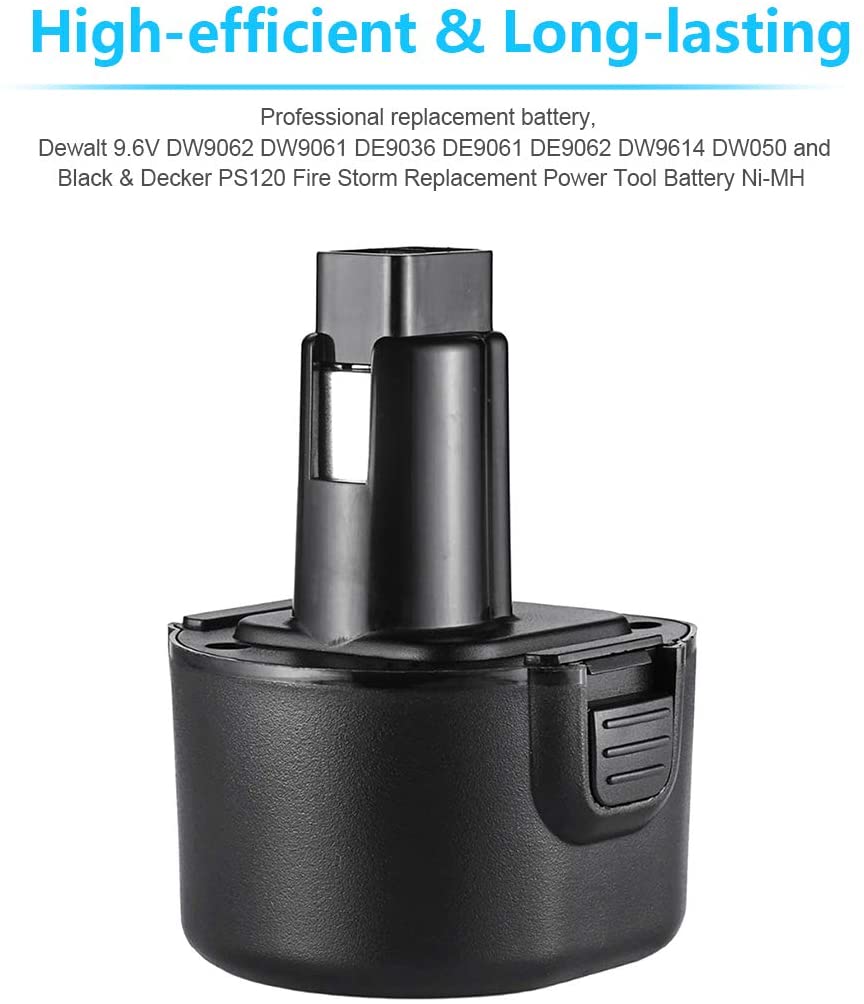 PS120 Battery 9.6V NI-MH Black and Decker Replacement Battery A9242 A9251 FSB96 PS120 PS120A CD9602 CD9600 CD231K CD231 Battery