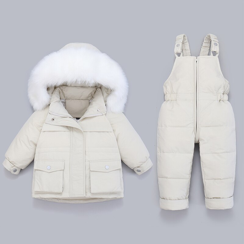 Conjuntos de roupas de inverno para crianças, jaqueta e conjuntos de neve para crianças pequenas, menino e menina, casaco grosso de parca-30 ℃