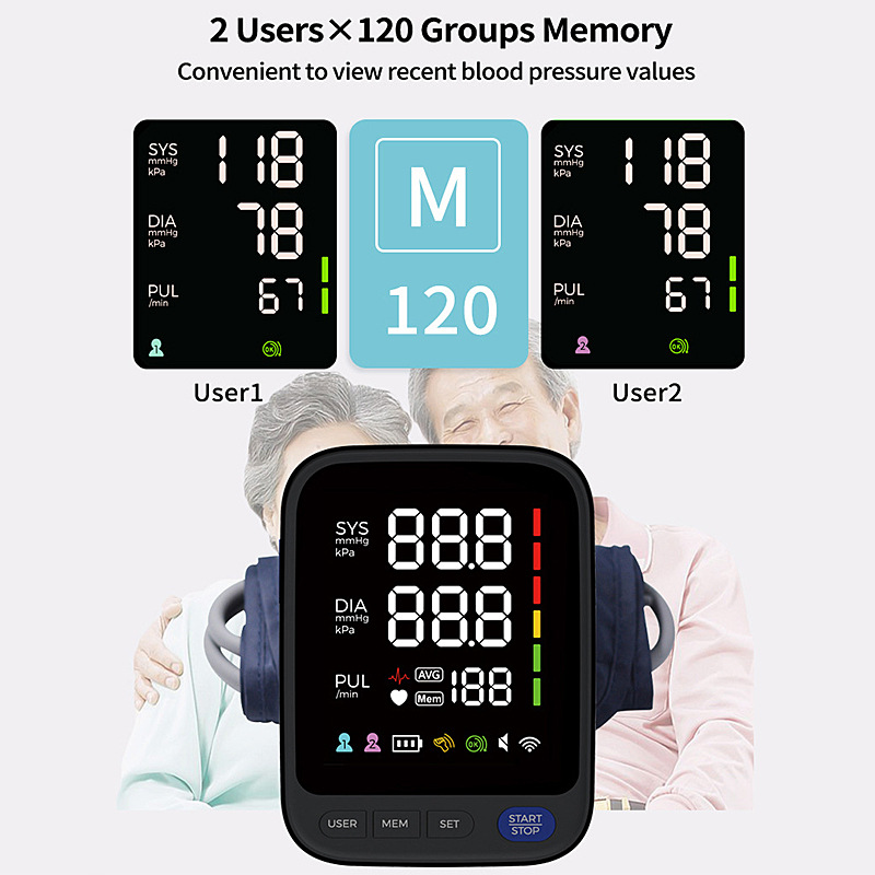 blood pressure measuring device Portable Tonometer Digital Tensiometer Heart Rate upper Arm Automatic Monitor