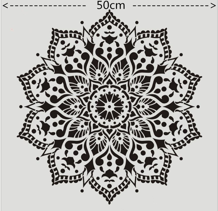 Moule à mandala artisanal 50x50 cm, pour peinture, pochoirs, carte d'album photo en relief sur bois, tissu, mur