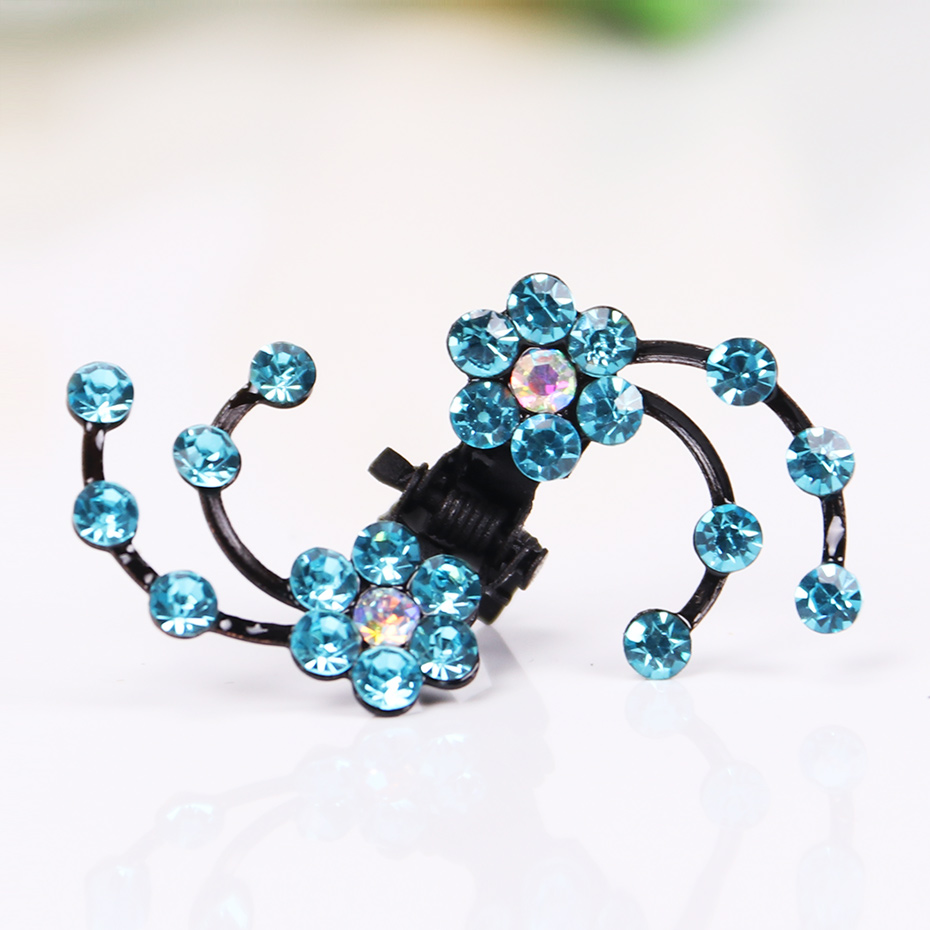 Mini serre-tête en strass flocon de neige | 6 pièces/1 pack, pinces à cheveux de mariée de mariage, épingles à cheveux fleur, accessoire de cheveux: Bleu